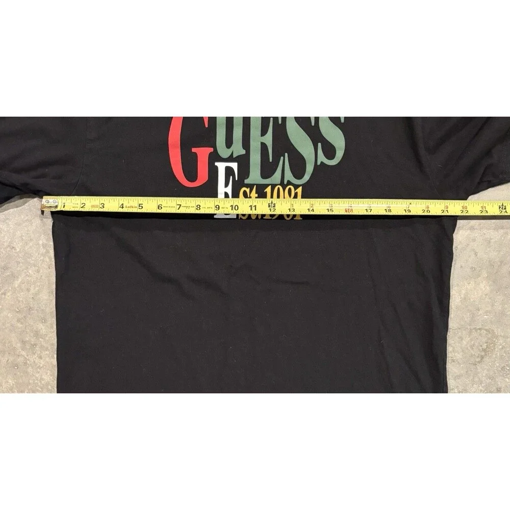 Vintage GUESS Originals Logo T-Shirt 1990’s y2k Men’s Black Tee Size Small - Picture 3 of 5